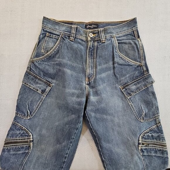 Sean John Jeans Men’s 32x32 Blue Y2K Hip Hop Baggy Wide Leg Denim Zip Pockets - Picture 10 of 13